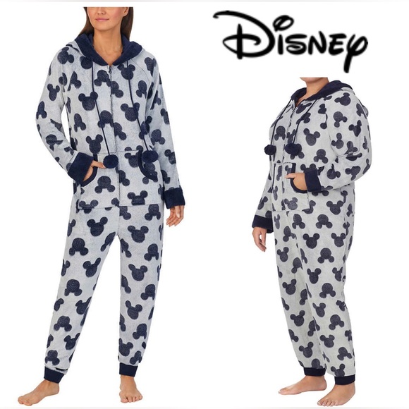 *NEW* Disney Mickey Mouse Onesies One Piece  hoodies with ears - Picture 1 of 15
